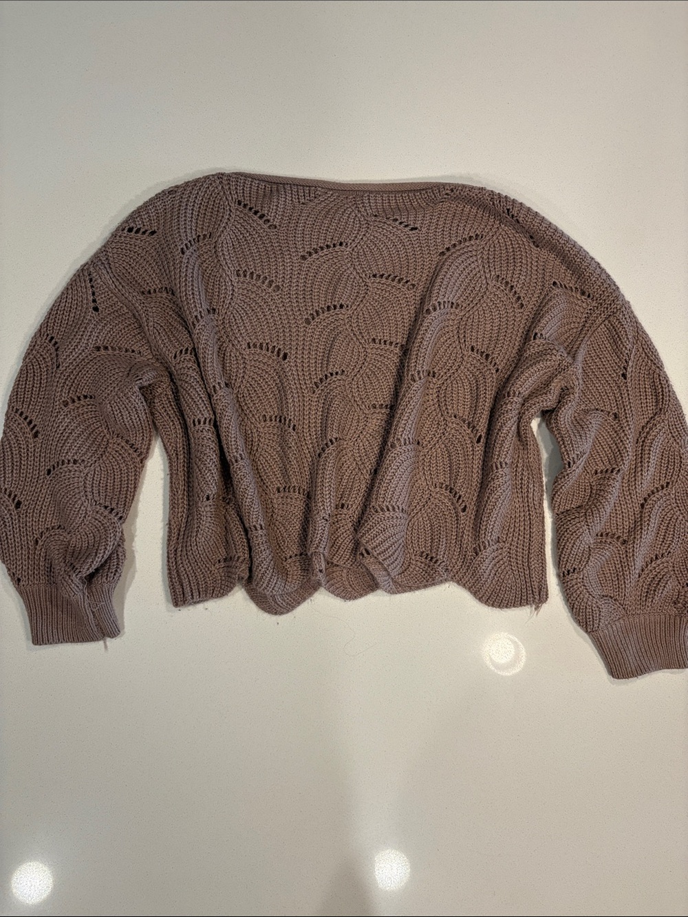 Lulu's Mauve Open-Knit Cropped Sweater